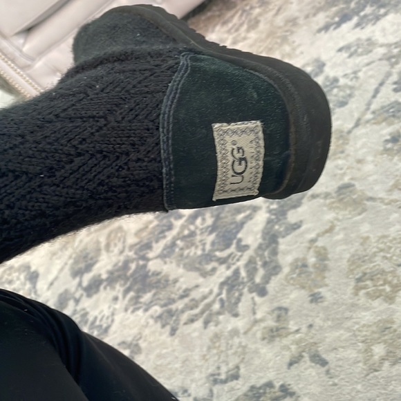 UGG Classic Tall Marquis Knit Black Womens Boots Size 9 - Picture 8 of 10
